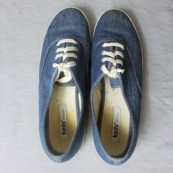 Keds Original Women's Size 8 Lace Up Blue Jean Sneakers Tennis Shoes - Picture 6 of 14